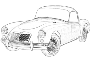 MGA クーペ 1955-1962 カーペットセット | Prestige Autotrim Products Ltd