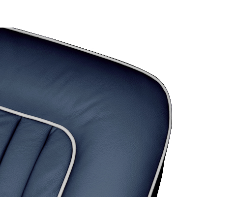 Blue with White Piping